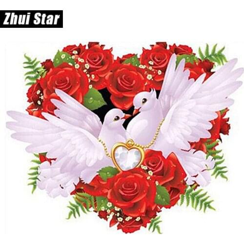 Hot 5D DIY Diamond Painting "White pigeons" Embroidery Full Square Diamond Cross Stitch Rhinestone Mosaic Painting wedding Decor