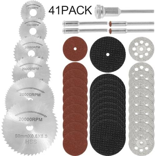 41pcs Diamond Cutting Discs Metal Saw Blade Set HSS Mini Circular Saw Blade for Dremel Rotary Tools Resin Cut-Off Wheels Diamond