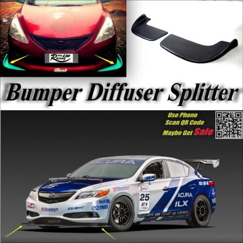 Car Splitter Diffuser Bumper Canard Lip For Acura ILX 2012~2016 Tuning Body Kit / Car Front Deflector Fin Chin Reduce Body
