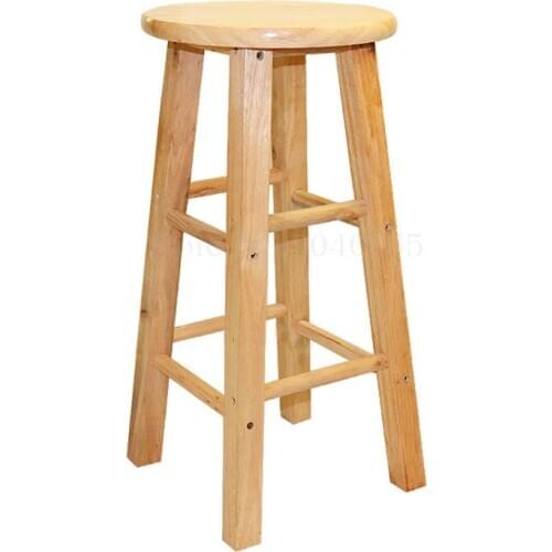 Solid wood bar stool bar high chair home dining round stool wood color ladder stool bar stool retro front bar chair
