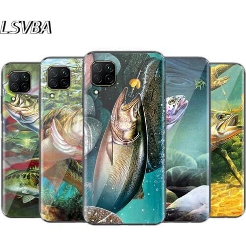 Big fish Fishing Fisherman For Huawei P40 P30 P20 P10 P9 P8 Lite E 5G 2017 2019 Pro Plus TPU Silicone Phone Case