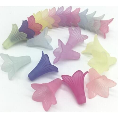 Big Size Colorful Acrylic Frosting Long Morning glory Jewelry Loose Beads DIY Plastic Beads for Earring/Headdress making y1507