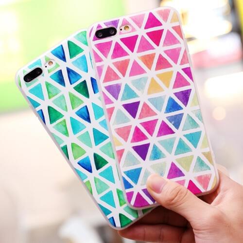 Retro Geometric Marble Phone Case For iphone 8 7 6s 6 Plus Fashion Triangle Splice Soft TPU Cover Back Cases For iPhone X Covers