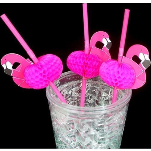50Pcs Flamingo Decoration Straw Wedding Party Supplies Bendable Flamingo Cocktail Drinking Straws Kitchen Barware Accessories