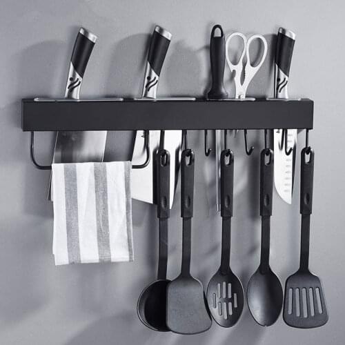 Kitchen Knife Block Holder Shelf Wall Mounted Dock Hook Up Storage Shelf Pendant Space Saving for Pantry Organizer