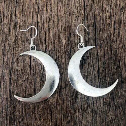 Big Crescent Moon Long Earrings Mystic Gothic Jewelry Wiccan Moon Phase Witchy Goddess Women Fashion Gift Large Statement