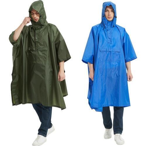 Hooded Raincoat Waterproof Polyester Taffeta Rain Poncho Reusable Rain Gear Hiking Cycling Backpack Rain Cover For Men Women