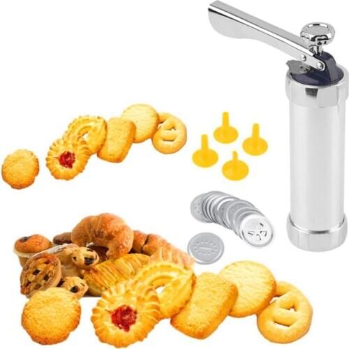 Baking Tools Manual Biscuit Cookie Press Stamps Set Cake Decorating Gun Maker with 4 Nozzles 20 Cookie Molds Extruder Bakeware