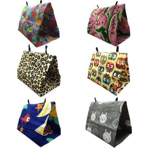 Summer Autumn Small Animals Birds Hanging Cages Canvas Durable Comfortable Triangle Hanging Sleeping Nest Tent Bird House Stand