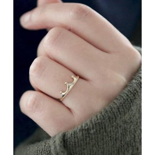 Minimalist Cute Crown Ring 2021 New Fashion Daily Wear Jewelry Finger Rings for Women Bridal Wedding Rings Friendship Gift
