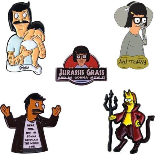 Cartoon Characters Bob Tina Brooch Pin Popular Culture Jewelry Gifts