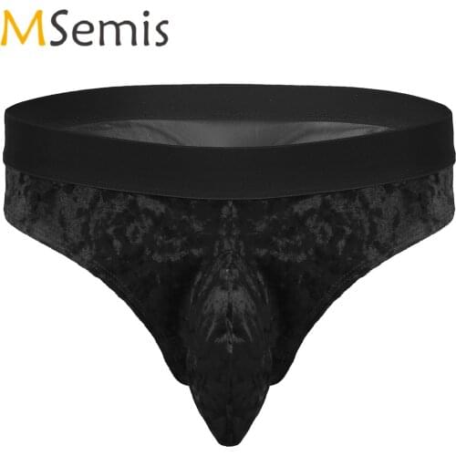 Mens Lingerie Sissy Underwear Sheer Mesh Bulge Pouch Underpants Low Rise Velvet Mesh Bikini Briefs Panties