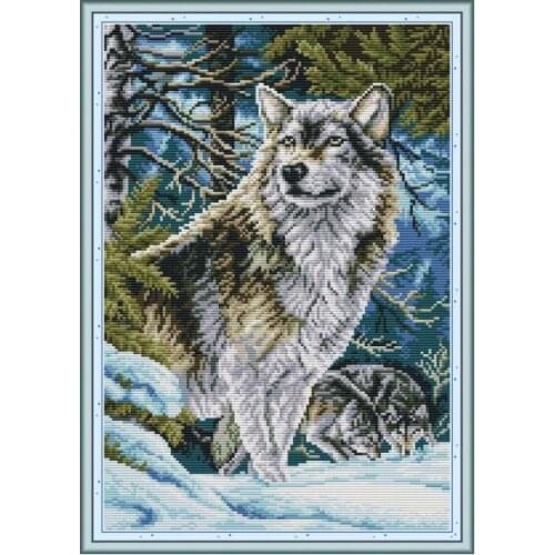 Printed Cross Stitch Kit Stamped 14ct Printed 11ct Embroidery Cross Stitch Patterns Animals Wolf Decration Cross Stitch Kit Sets