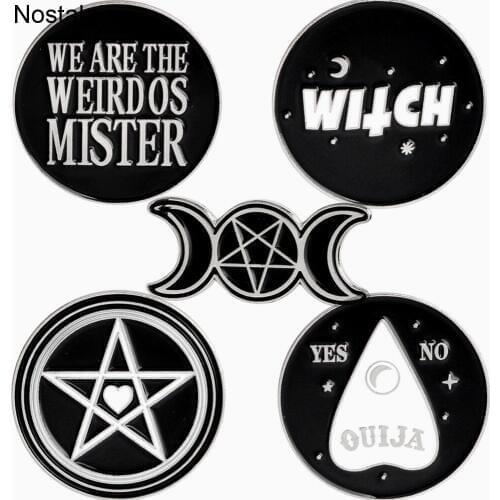 Nostalgia Triple Moon Goddess Witch Weirdo Pentagram Ouija Wicca Witchcraft Witchy Brooches For Women