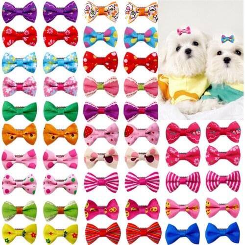 New Ribbon Hair Clip Colorful Barrettes Hairgrip Headwear Pet Dog Bows Girls Dog Hairpins Hair Accessories 12pcs/lot
