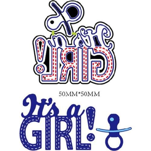 New 2Pcs For DIY Scrapbooking Album Paper Cards Pop Its A Girl Design Metal Cutting Dies 5*5cm High Quality