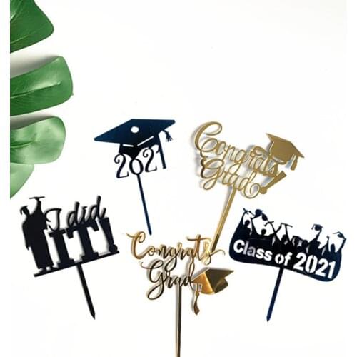 New Acrylic Congrats Grad Cake Topper I did it Acrylic Cupcake Topper For 2021 Graduation Cake Decorations