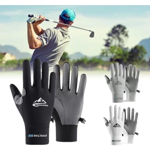 Golf Gloves for Men Women Non-slip Sports Riding Sun Protection Sweat-absorbent Breathable Ice Silk Gloves with Touch Screen