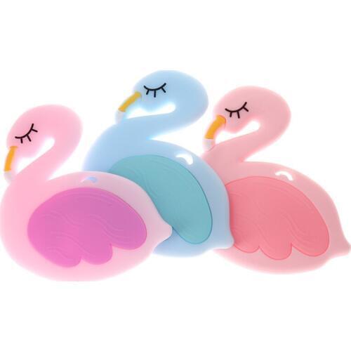5PCS Silicone Baby Teether Toy Flamingo Teethers For Babies Animal Baby Teething Toys Chew Necklace Nurse Gift Bpa Free