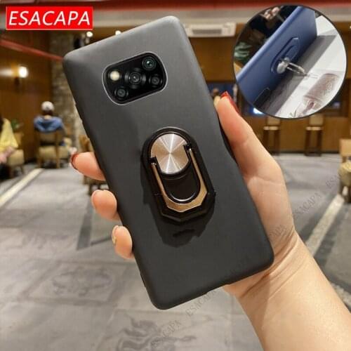 Ring Holder Shockproof Phone Case For Xiaomi Redmi Note 9 5G 8T 8 Pro 9S Candy Color TPU Case For Redmi 10X 10Lite K20 K30S Pro