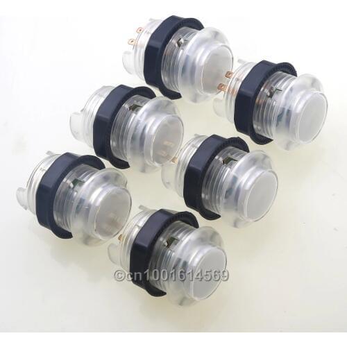 Reyann 6pcs 5V 30mm LED Light Arcade Push Button With Build-in Microswitch for Arcade Game Machines Mame Game DIY JAMMA- White