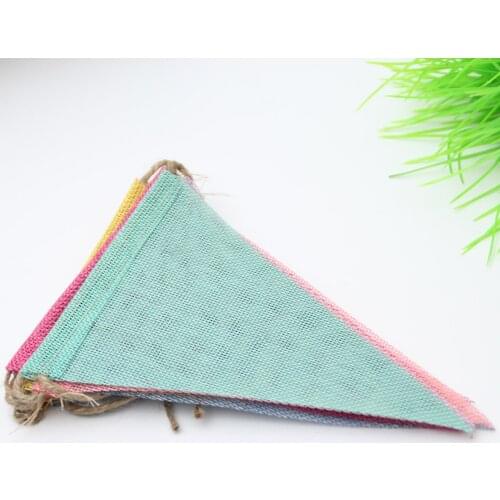 Handmade Fabric DIY Decorative Wedding Party Bunting Birthday Ornament Banner Colorful Anniversary Hanging Triangles Flag