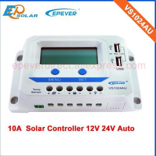 PWM VS1024AU 10A 12V 24V auto work solar charger controller EPEVER EPsolar battery regulator LCD display