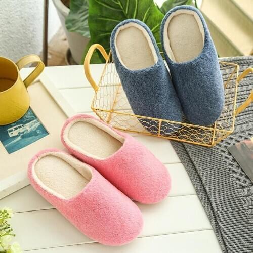 2020 Women Indoor Slippers Soft Bottom Home Slipper Winter Autumn Bedroom Slides Solid Color Slip On House Floor Flat Shoes