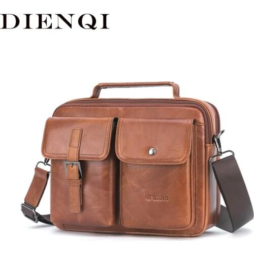 Keebreak First Layer Cowhide Men Hand Bag Multifunction Working Bags Document Office Portable Large Capacity Organizer Documents