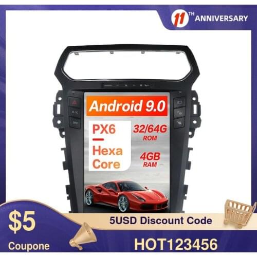 Tesla Screen Android 9.0 64+4G SIM Car GPS Navigation For Ford Explorer 2011-2019 Stereo Head Unit Multimedia Player Auto Radio