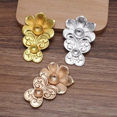10 Pieces 55*35mm Metal Flower Base Bride Tiaras Making Materials Diy Jewelry Settings
