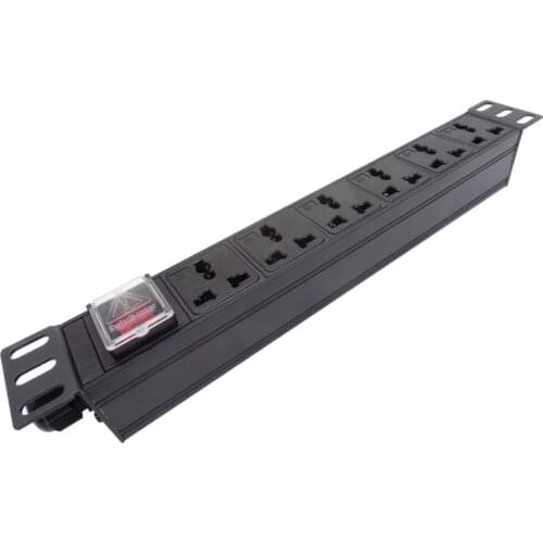 PDU Network Cabinet Rack Power Distribution Socket Break Switch 6Units Universal Socket Output Aluminium Alloy Shell Power Strip
