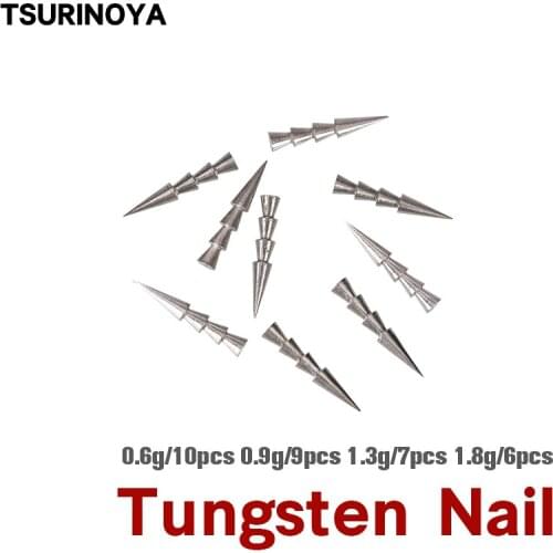 TSURINOYA Tungsten Fishing Nail Sinker 0.6g 0.9g 1.3g 1.8g Insert Sinker Weight Wacky Soft Worm Baits Fishing Accessories