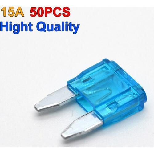 High Quality 50Pcs/Lot Small Type Automotive Car Boats Fuse Blade 15A