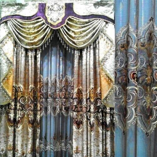 Golden Foil Organza curtain Extreme Luxury Blind Cortina Tulle Wholesale Valance Cheap Crystal curtains Beads curtains