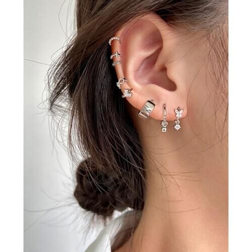 1pair real. Authentic 925 Sterling silver Beads /Butterfly/ Heart/ Round/ Wave/Ball hoop huggie Earrings Charm Jewelry TLE1131