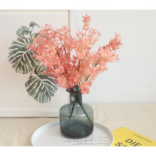 1Pc Pink Home Decor Wedding Flower Foliage Plant Wall Artificial Flower Grass Bundle Simulation Plant Accessories Fake Flower