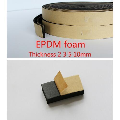 10M Self Adhesive Square Doors and Windows EPDM Foam Seal Strip Soundproofing Collision Avoidance Rubber Seal thickness 1 -5mm
