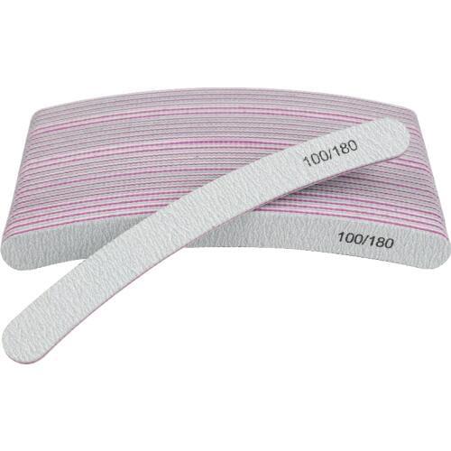 100pcs/lot Sandpaper Nail File Acylic UV Gel Polisher Manicure File 100/180 Professional Curved Buffer Grey Banana Nail Files