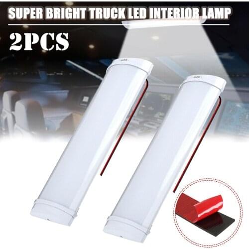 2 Pcs 12V LED Interior Ceiling Light Bar for Car Truck Camper Van Caravan Universal Vehicle 72 LED White Light Bar Accessories