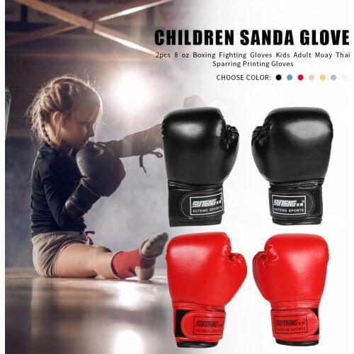 2pcs Boxing Training Fighting Gloves Leather Kid Sparring Kickboxing Gloves