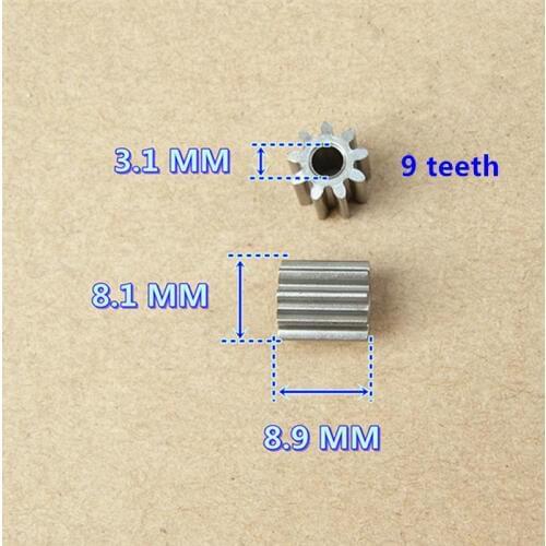 2pcs Alloy gear OD 8.1MM 9 teeth Inner hole 3.15 for 550 /570 Motor DIY Accessories