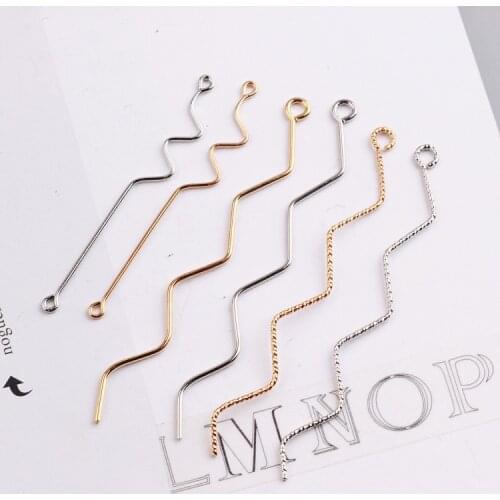 2017 new style 50pcs/lot copper alloy Simple Curve wavy shape metal charms diy jewelry earring pendant accessory