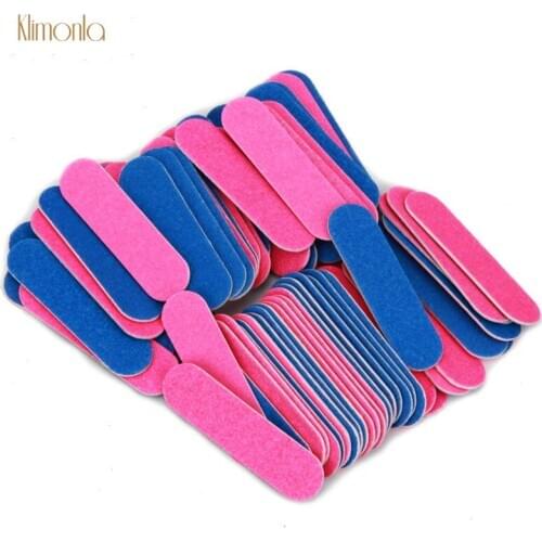 500Pcs/Pack Mini Thin Wooden Nail File 100/180 Grit Sanding Sandpaper Files Double Side Pink And Blue Manicure Care Tools Salon