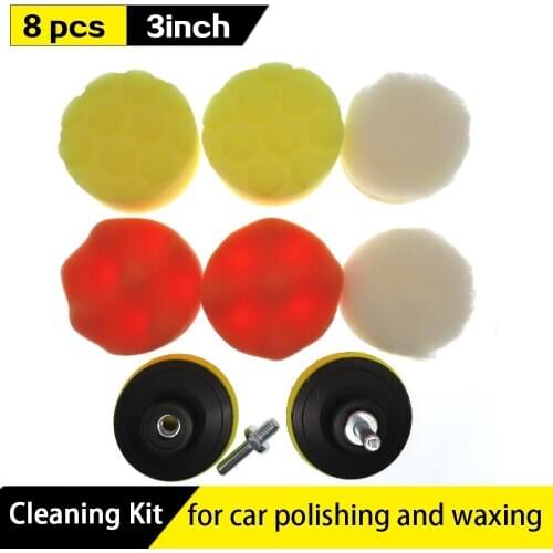 8Pcs/Set 3 Inch75mm Buffing Pad sponge Polishing Pad Kit For Car Polisher with M10 Thread Abrasive Tools