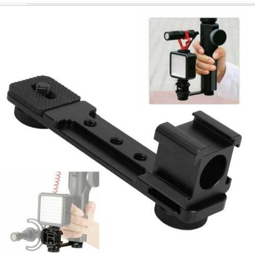 Camera accessories Aluminum Alloy Triple Hot Shoe Mount Light Bracket Extension Rod for Gimbal Camera Phone sport camera