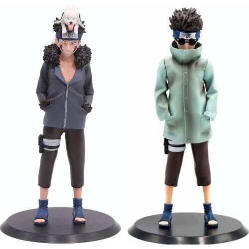 Anime Naruto Inuzuka Kiba Aburame Shino Standing Figure Boxed Ornaments Childrens Toys Birthday Christmas Gifts