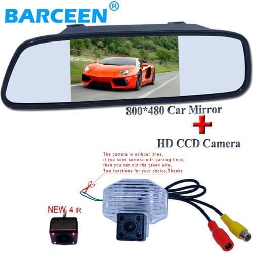 Car rear view mirror 5" display with car parking camera hd ccd image sensor 2 in 1 set fit for Toyota Corolla