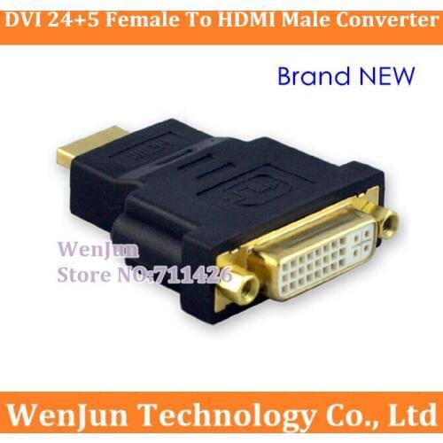 Frees shippng for new DVI 24+5 Female To HDMI Male Gold Converter Adapter High Quality 100pcs/lot