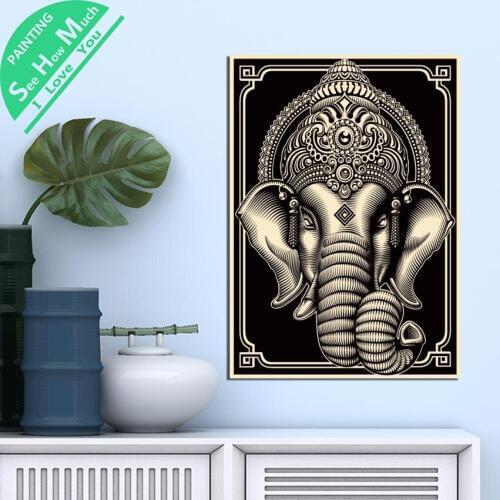 1 Piece Ganesha India God Buddha HD Printed Canvas Wall Art Posters and Prints Poster Painting Framed Artwork Room Decoration